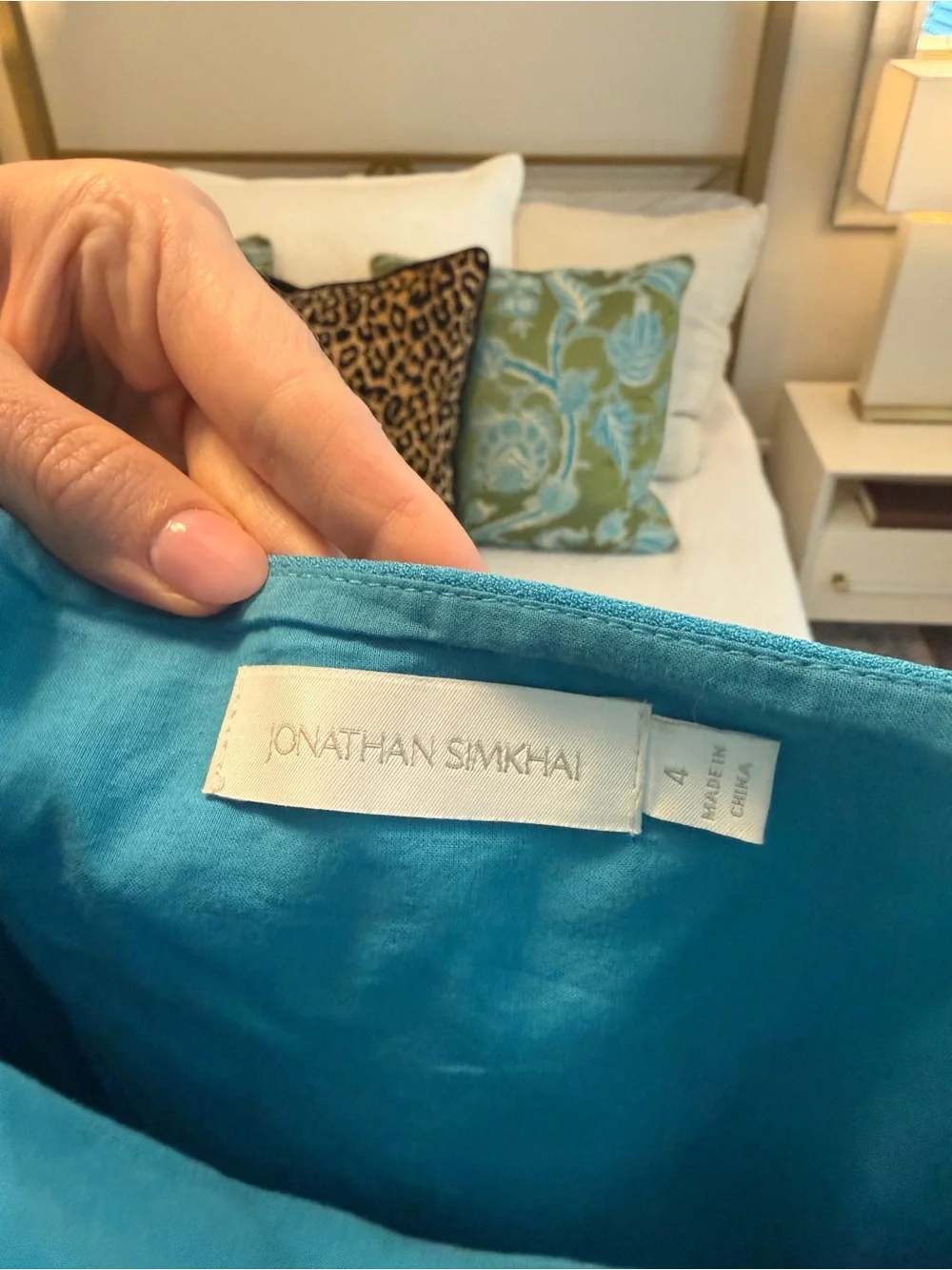 Jonathan Simkhai Turquoise Open-Weave Swim Coverup - Picture 4 of 5
